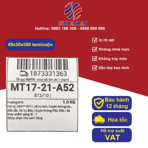 In tem decal nhiệt 49x50mmx7m